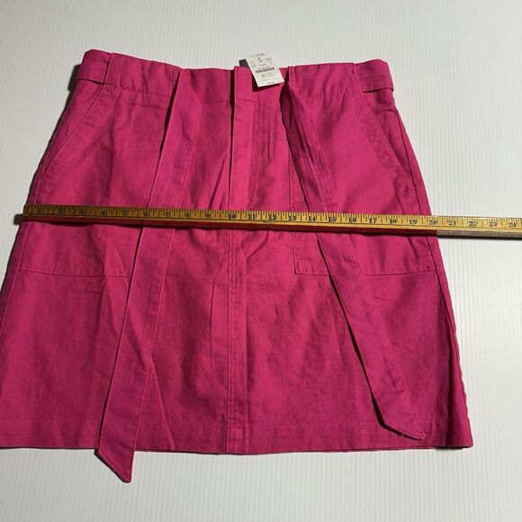 J Crew Skirt Womens Pink Linen Cotton Blend Utility Skirt Tie Belt Size 12 NWT - Picture 9 of 10